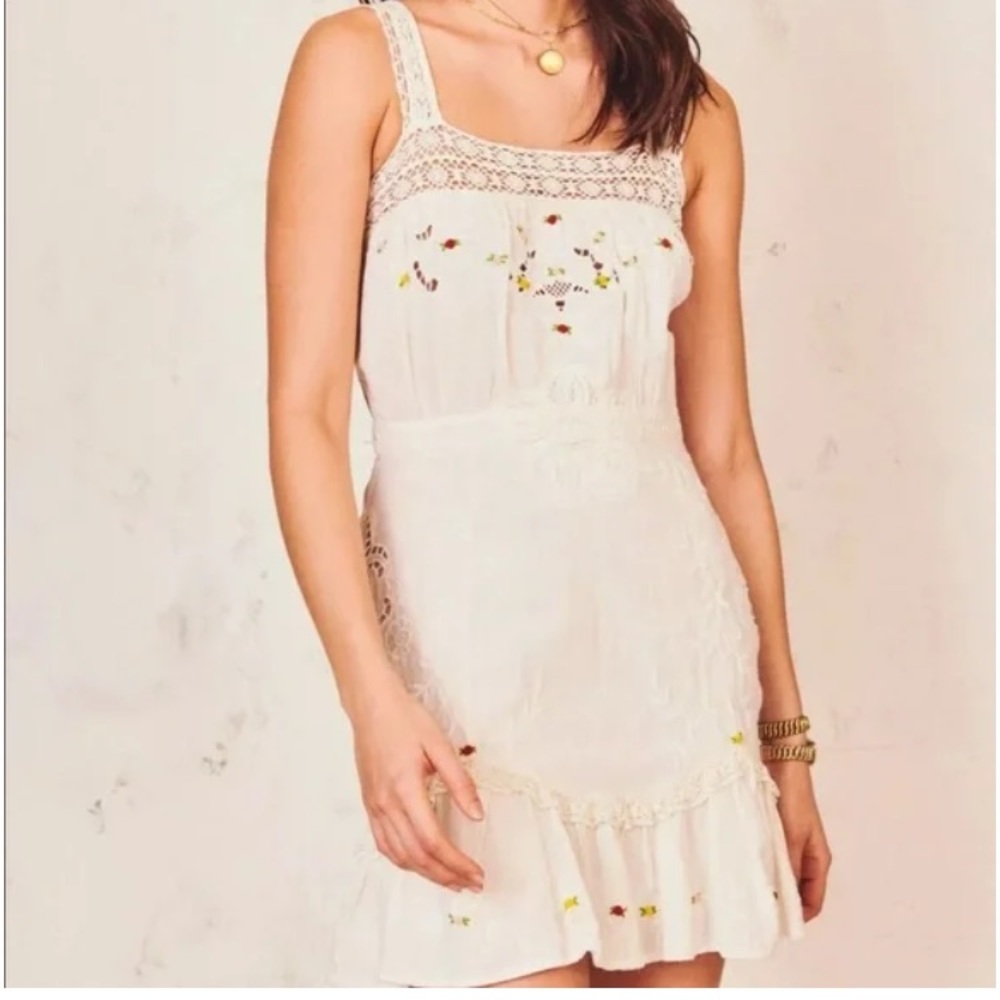 LoveShackFancy Harmony Dress Floral Embroidered White 4